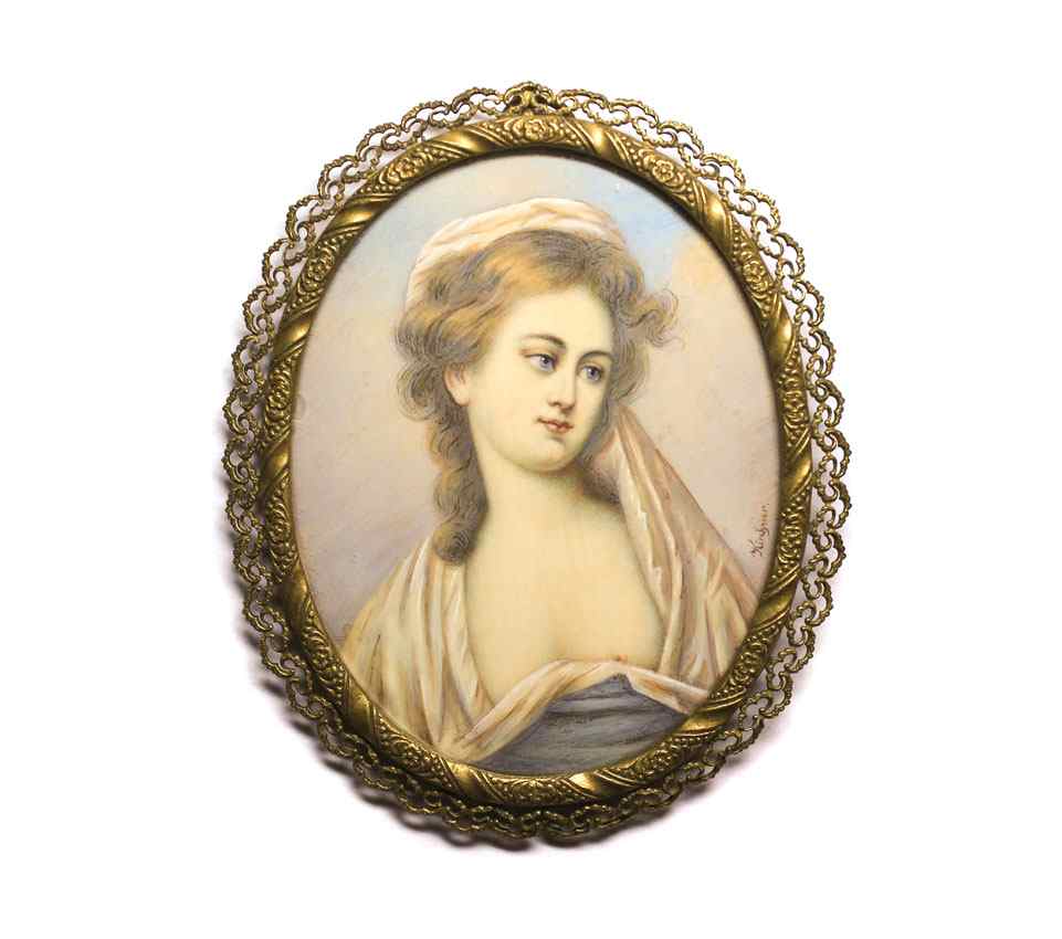 Appraisal: MINIATURE PORTRAIT PAINTING ON IVORY OF A YOUNG BEAUTY SIGNED