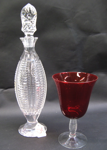 Appraisal: AMERICAN CUT CRYSTAL DECANTER AND GOBLETS SET pieces The decanter