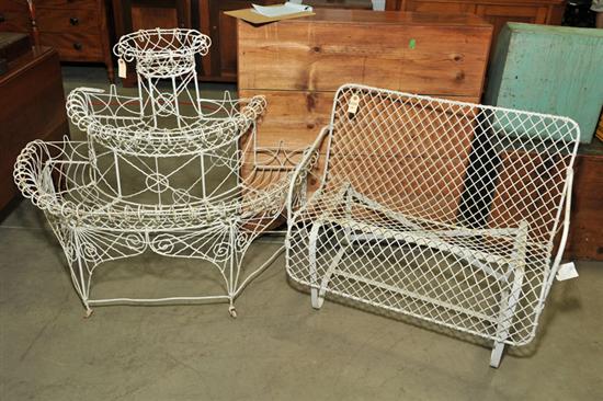 Appraisal: TWO PIECES OF VICTORIAN WIRE FURNITURE A half round three