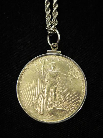 Appraisal: karat gold Lady Liberty pendant coin necklaceReverse side depicting the