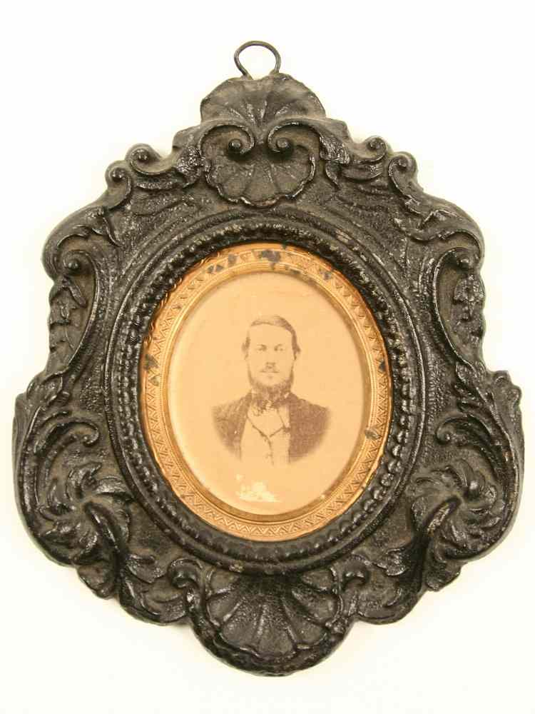 Appraisal: CAST IRON FRAME - Civil War Vintage Baroque Style Cast