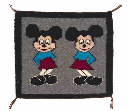 Appraisal: A Navajo Weaving a pictoral rug depicting Minnie and Mickey