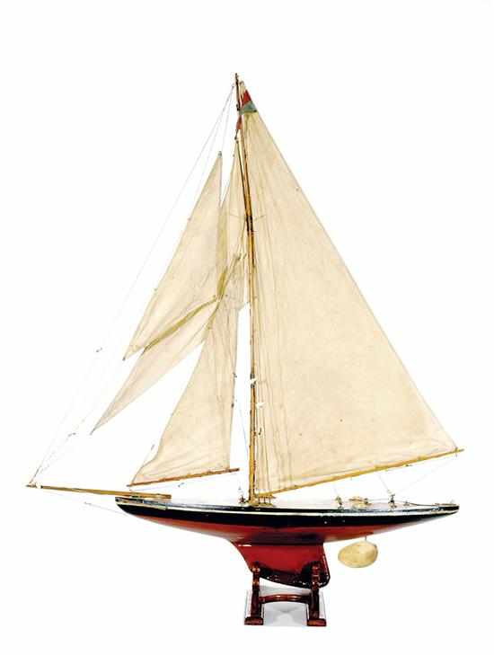 Appraisal: Painted wood pond yacht early th century single-masted sailing ship