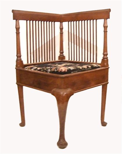 Appraisal: Queen Anne cherry corner armchair th th century