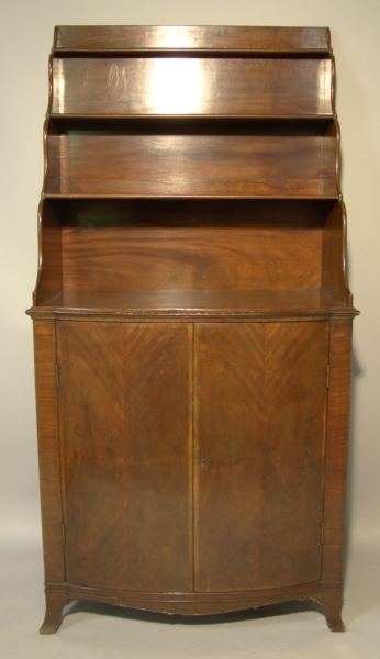 Appraisal: HEPPLEWHITE STYLE MAHOGANY TWO-PART HUTCH h w d in