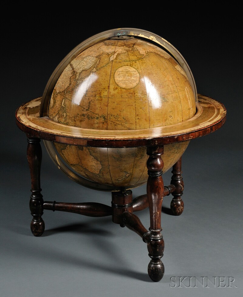 Appraisal: Cary's Fourteen-inch Terrestrial Table Globe on Stand London circle cartouche