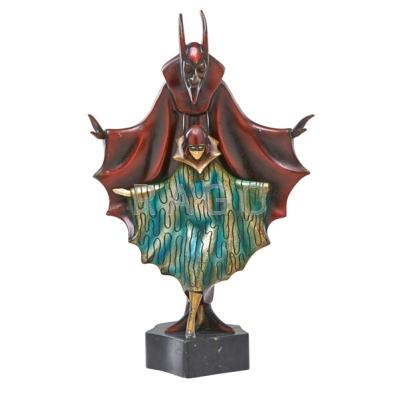 Appraisal: COLD-PAINTED BRONZE SCULPTURE Devil behind a blindfolded woman with ivory