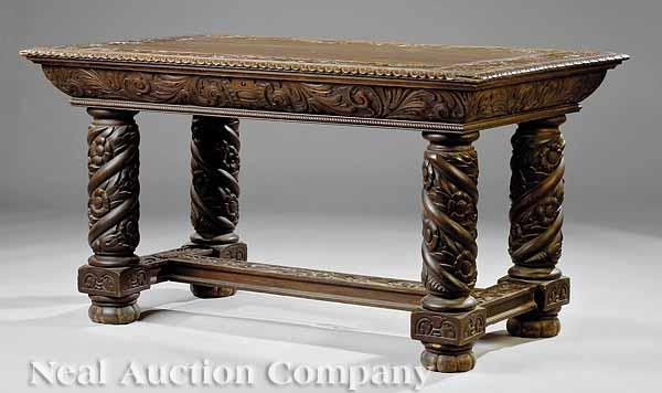 Appraisal: An American Renaissance Carved Oak Library Table late th c