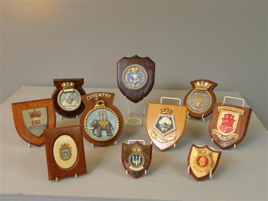 Appraisal: Ten various Royal Naval related crests Juno Intrepid Gibraltar The