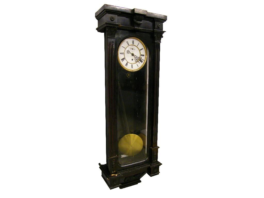 Appraisal: Black slate and rouge marble drumhead two train mantel clock