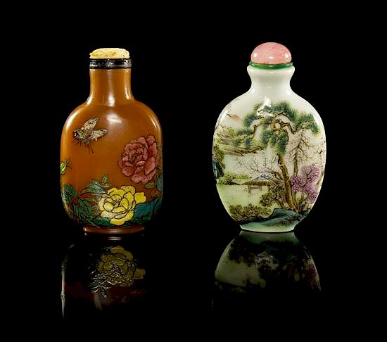 Appraisal: Two Snuff Bottles Height of taller inches Two Snuff Bottles