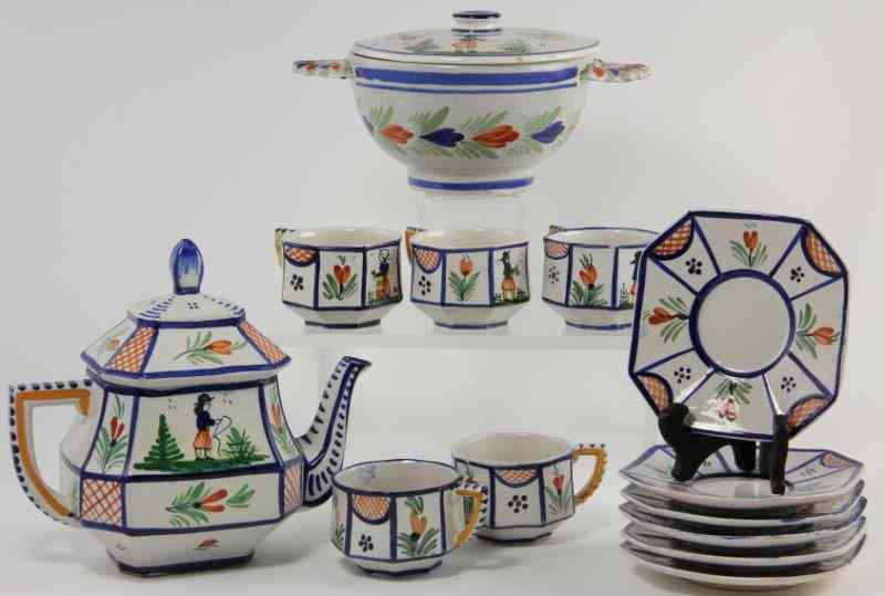 Appraisal: Quimper Tea Set pieces including teapot in teacups x in