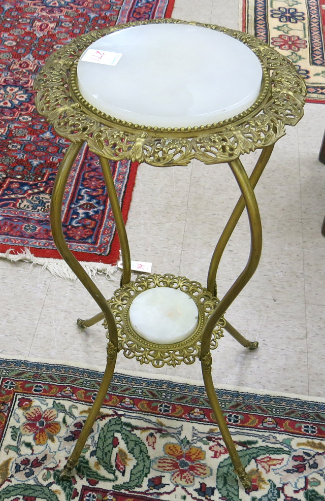 Appraisal: LATE VICTORIAN BRASS AND ONYX PLANT STAND American c having