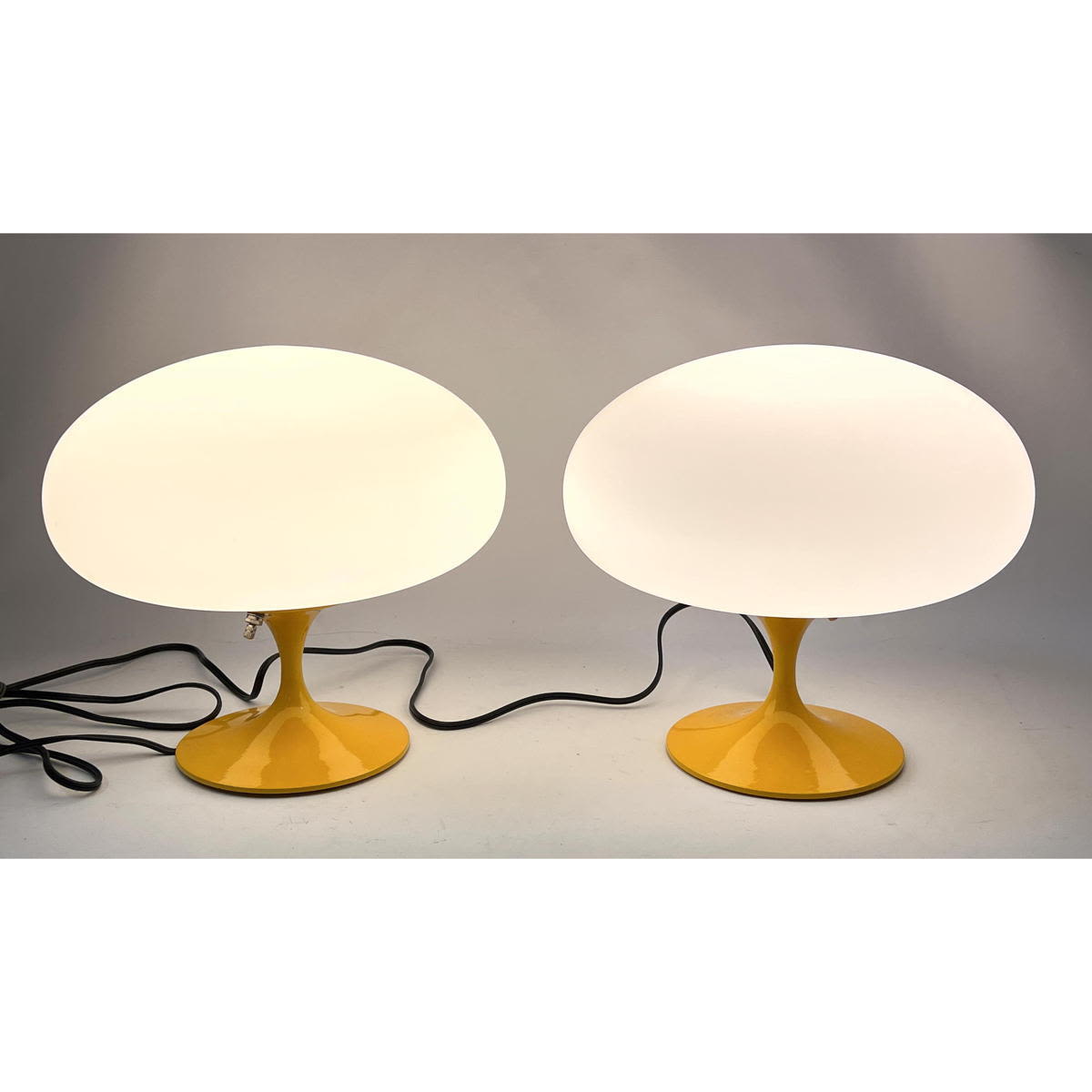 Appraisal: Pr Contemporary Stemlite Mushroom Lamps Yellow Bases Designline Shorter Version