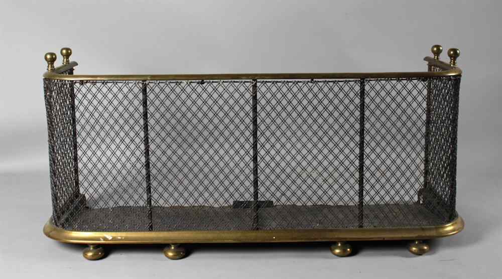 Appraisal: REGENCY BRASS AND WROUGHT IRON FENDER h w d in