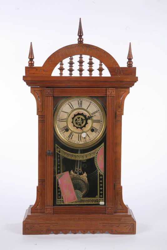 Appraisal: WATERBURY MANTLE CLOCK Eight day time and strike clock with