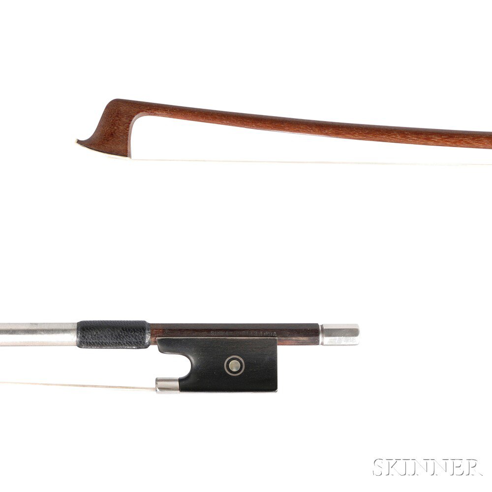 Appraisal: Nickel Silver-mounted Violin Bow the round stick stamped VTOR FETIQUE