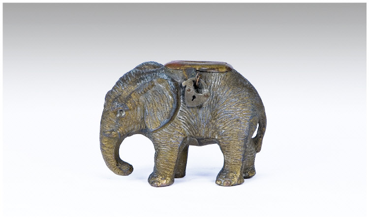 Appraisal: Spelter Novelty Money Box Realistically Modelled as an Elephant