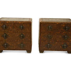 Appraisal: A Pair of Maitland-Smith Coconut Shell Veneered Chests of Drawers