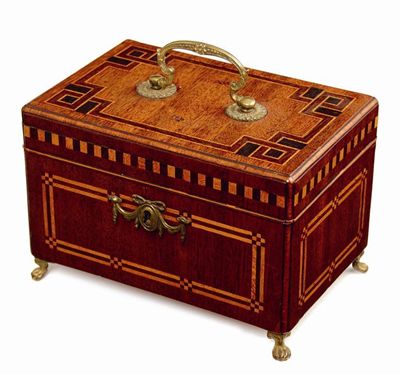 Appraisal: A mid th century Dutch mahogany tea caddy with a