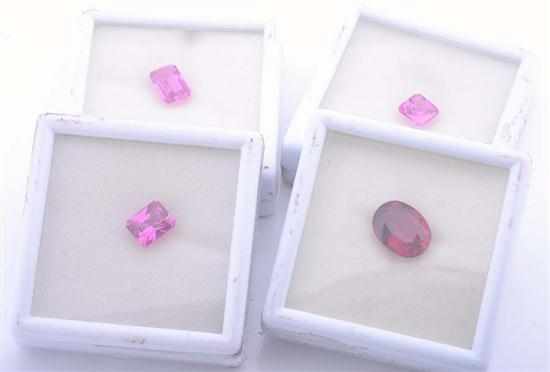 Appraisal: FOUR TREATED GEM SAMPLES INCLUDING DIFFUSED RUBY AND THREE PINK