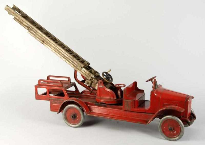 Appraisal: Pressed Steel Buddy L Aerial Fire Ladder Truck Description American