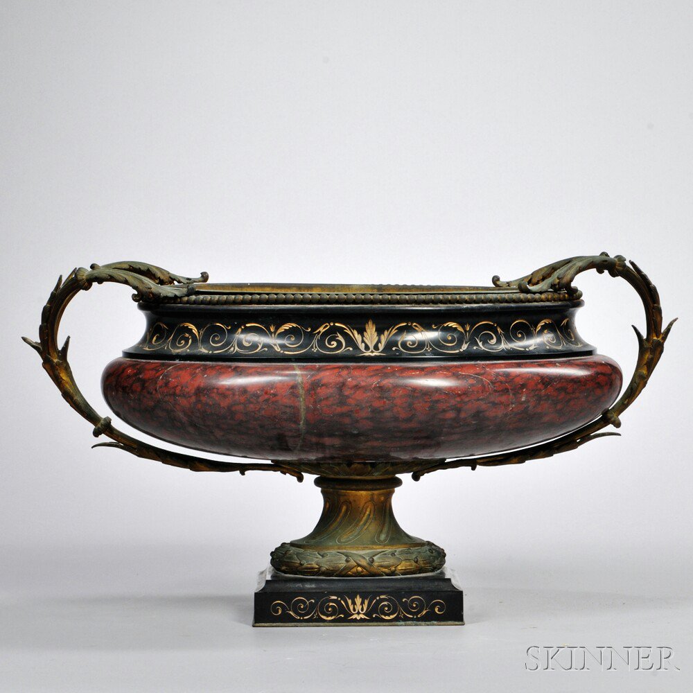 Appraisal: Napoleon III Bronze and Rouge Marble Font France th century