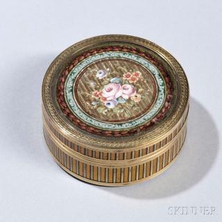 Appraisal: Continental Gold-mounted Shell Snuff Box bearing indistinct hallmarks to rim