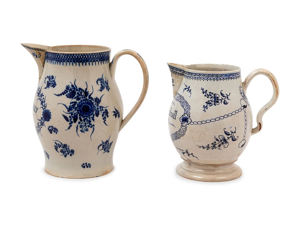 Appraisal: Two Staffordshire Enameled Pearlware Jugs Two Staffordshire Enameled Pearlware Jugs