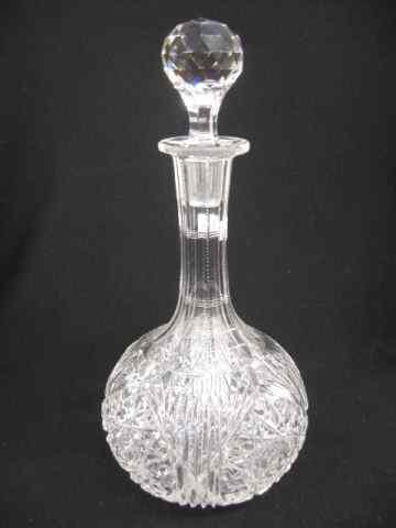 Appraisal: Brilliant Period Cut Glass Decanter hobstar diamond fan '' tall