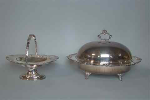 Appraisal: TWO PLATED SERVING PIECES Including a footed oval serving dish