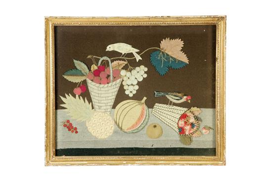 Appraisal: APPLIQUE NEEDLEWORK STILL LIFE American rd quarter- th century wool