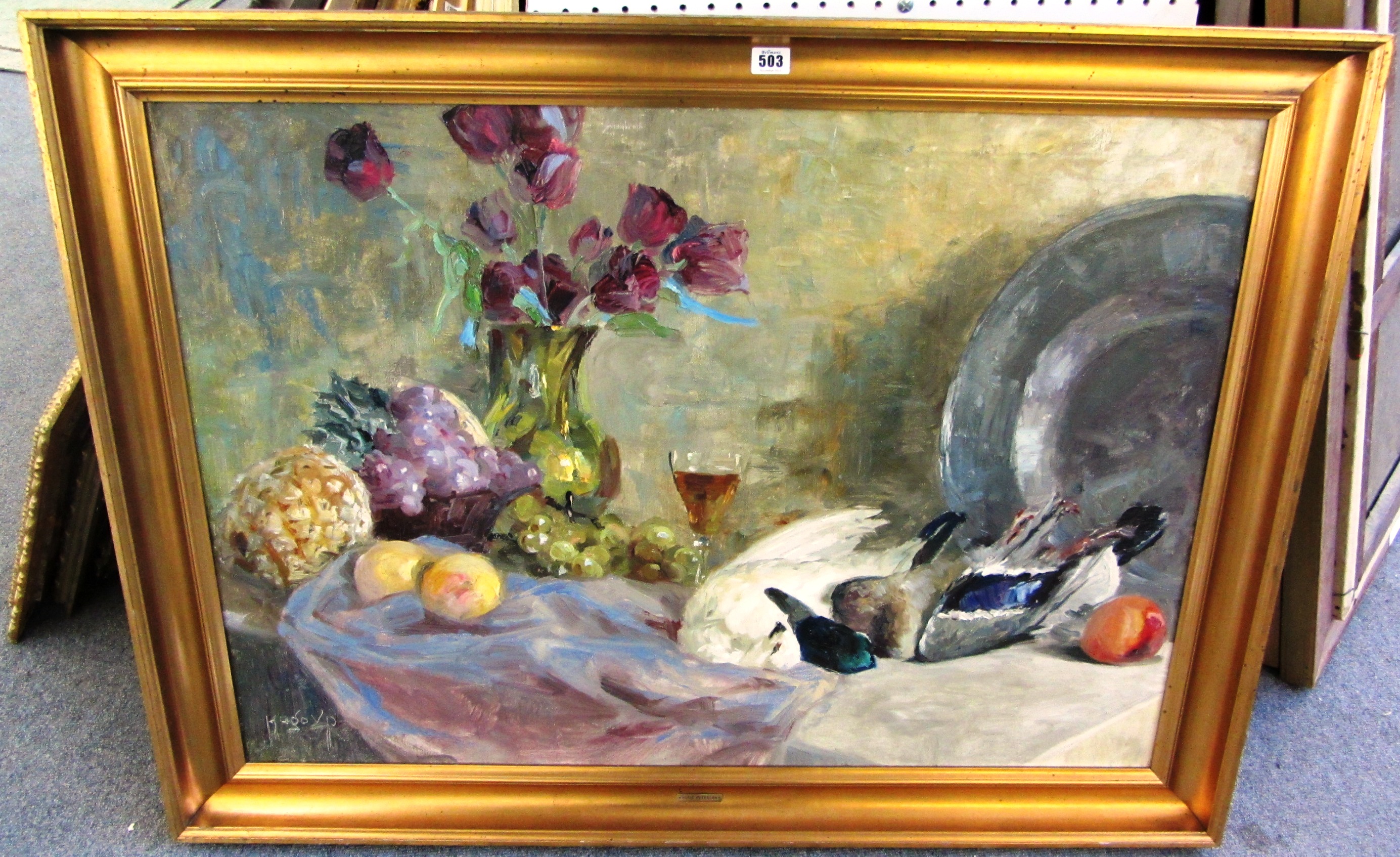 Appraisal: Hugo Vilfred Pedersen - Still life oil on canvas signed