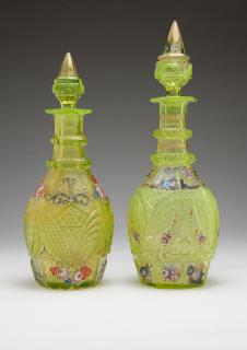 Appraisal: Two Bohemian cut and enameled glass decanters th century each