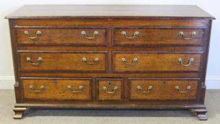 Appraisal: Antique Oak Drawer Chest with Banding From a Scarsdale NY