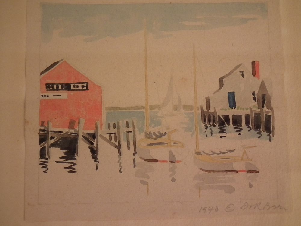 Appraisal: DORIS BEER NANTUCKET WATERCOLOR Miniature watercolor painting of harbor on