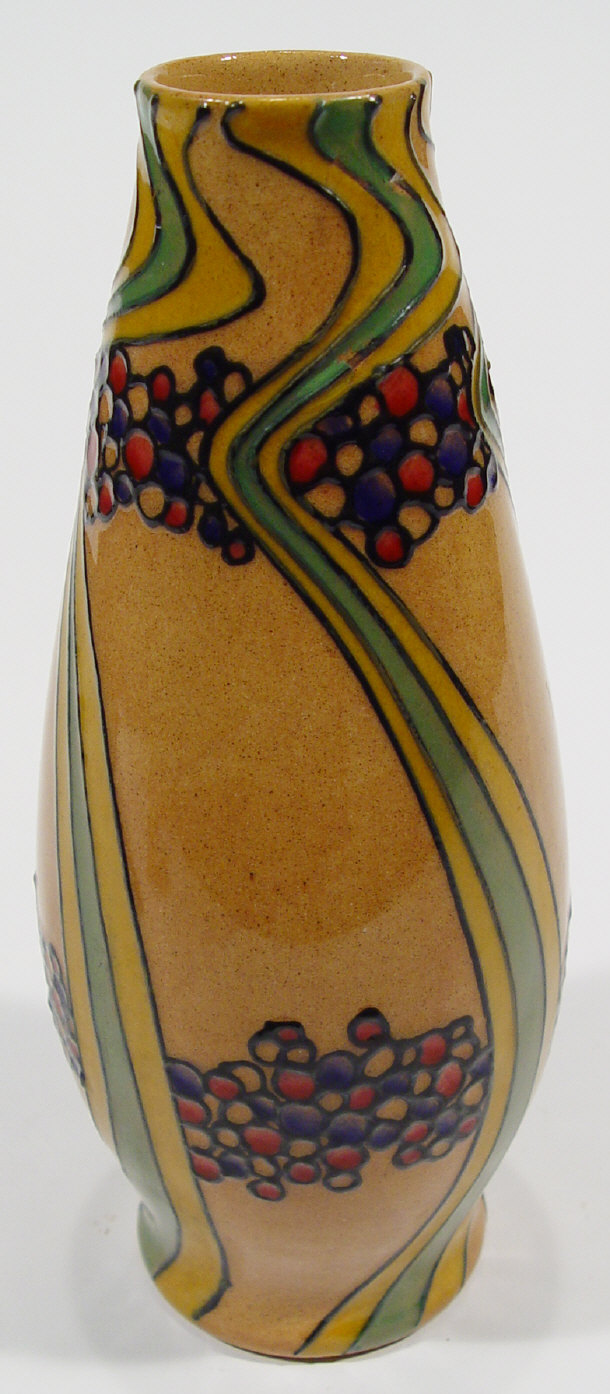 Appraisal: Mintons Successionist pottery bottle vase hand painted and tubelined with