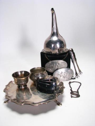 Appraisal: Group of sterling table and bar accessories including long funnel