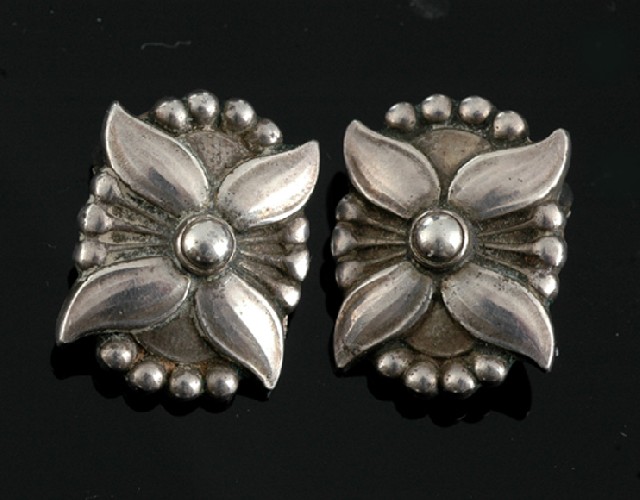 Appraisal: A pair of silver earrings by George Jensen The sterling