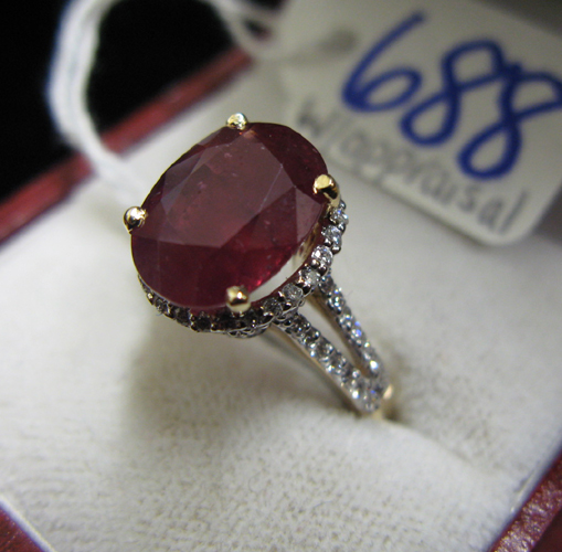 Appraisal: RUBY DIAMOND AND FOURTEEN KARAT GOLD RING WITH APPRAISAL centering