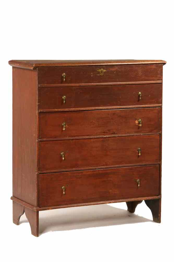 Appraisal: QUEEN ANNE BLANKET CHEST - American Colonial Three-Drawer Blanket Chest