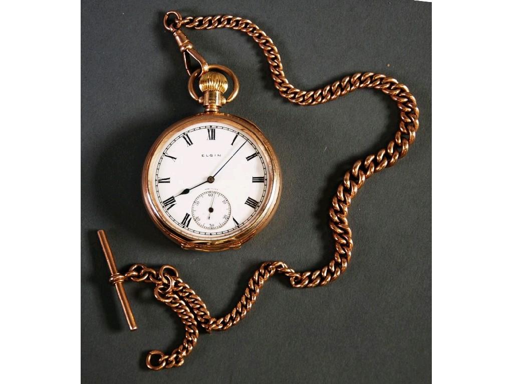 Appraisal: ELGIN ct GOLD OPEN FACED POCKET WATCH with keyless movement