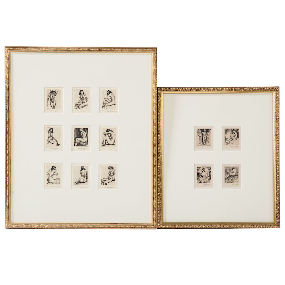 Appraisal: Morris Henry Hobbes miniature etchings American - Depicting female nudes