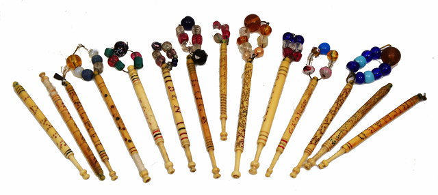 Appraisal: A GROUP OF FOURTEEN TH CENTURY TURNED BONE LACE BOBBINS