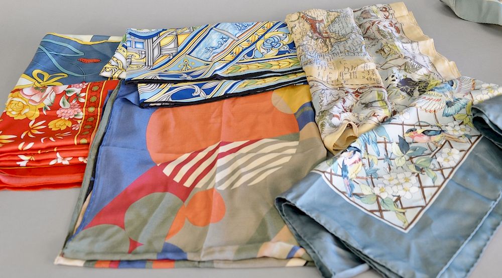 Appraisal: Group of six silk scarves including Frank Lloyd Wright silk