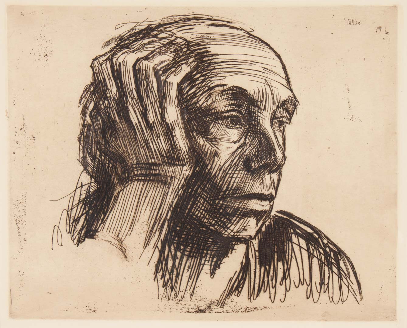 Appraisal: Kathe Kollwitz Self Portrait etching German - Unsigned blind stamped