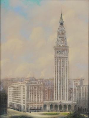 Appraisal: Leon Louie Dolice American - Terminal Tower Pastel on paper