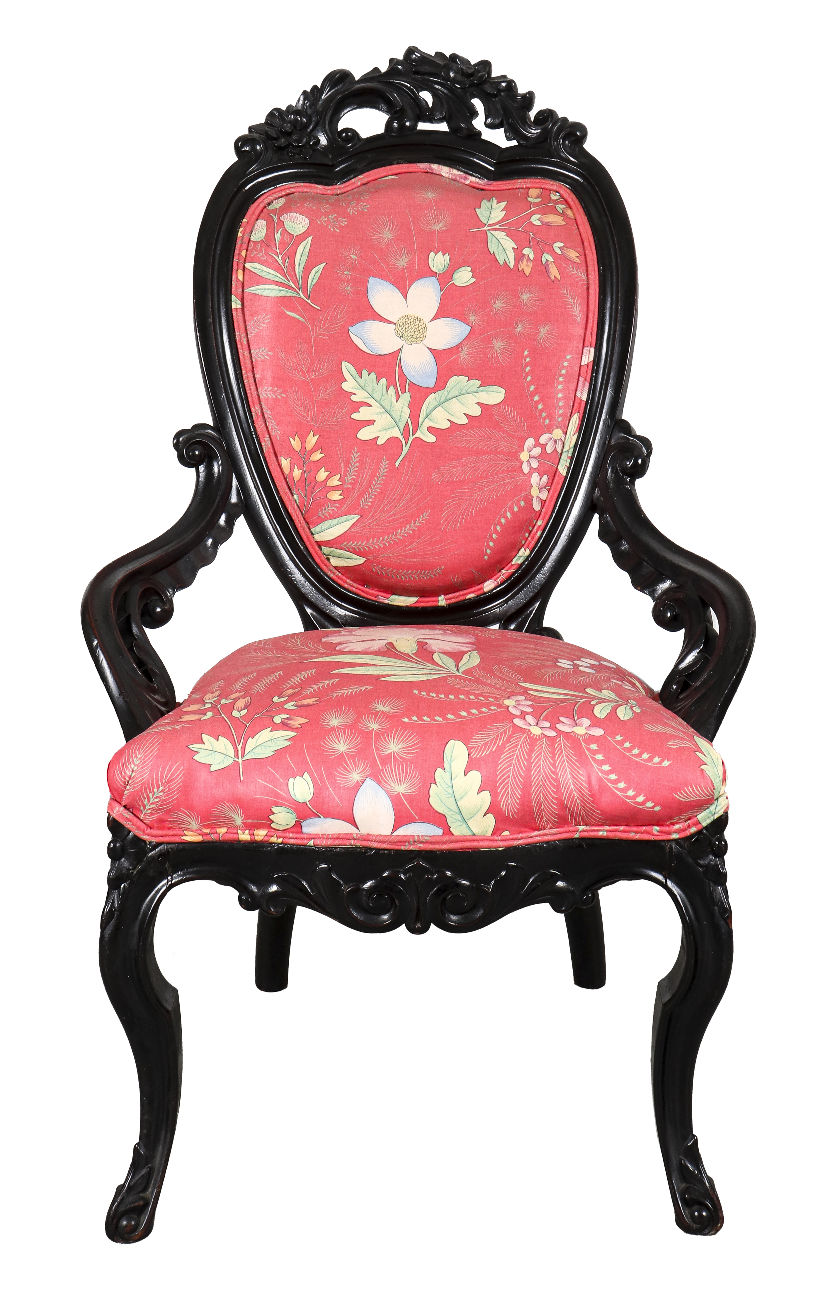 Appraisal: AMERICAN ROCOCO REVIVAL EBONIZED SLIPPER CHAIR American Rococo Revival ebonized