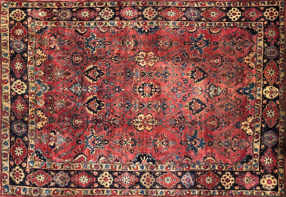 Appraisal: Vintage Hand Knotted Wool Sarouk Oriental Carpet circa s Vintage