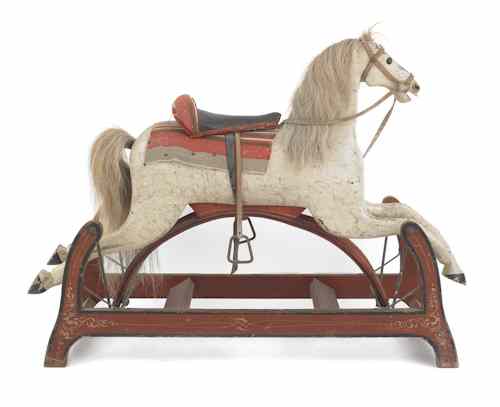 Appraisal: Carved and painted hobby horse th c h w